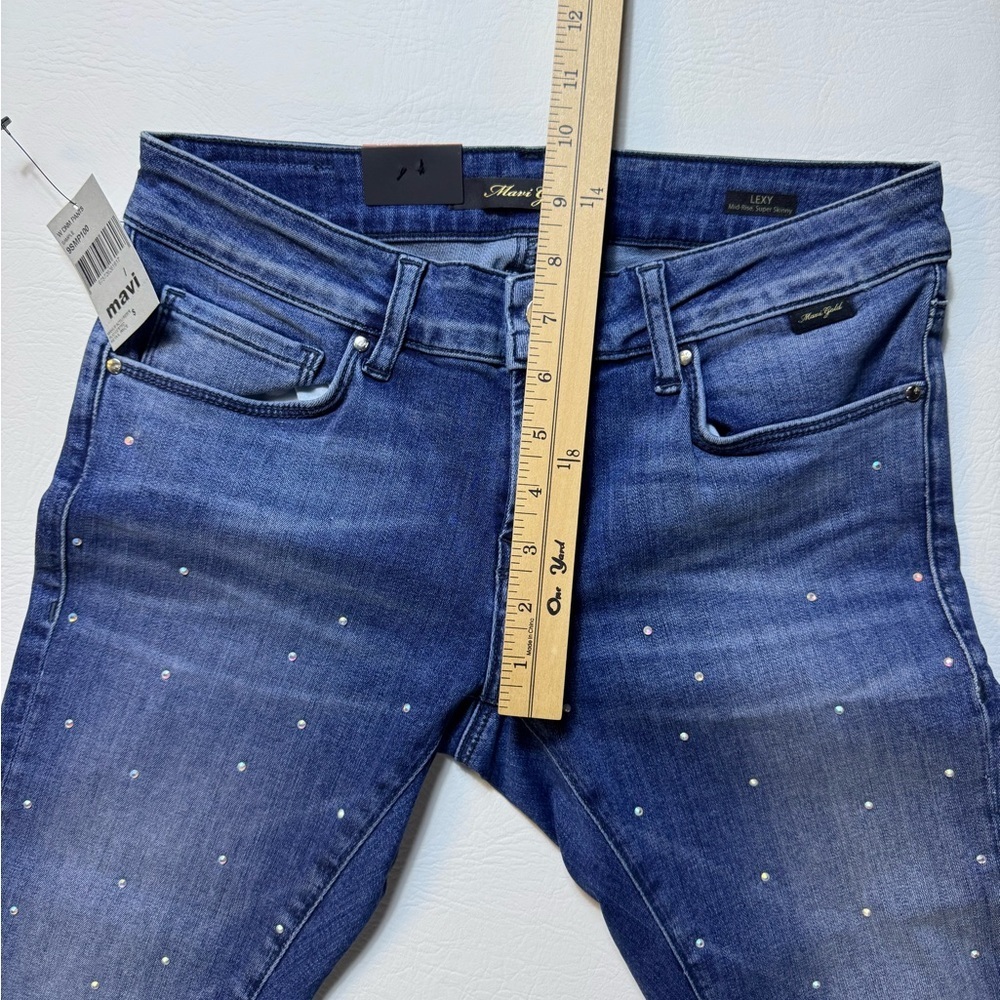 Mavi Lexi Mid-Rise Super Skinny Rhinestone jeans 27 - Picture 3 of 9